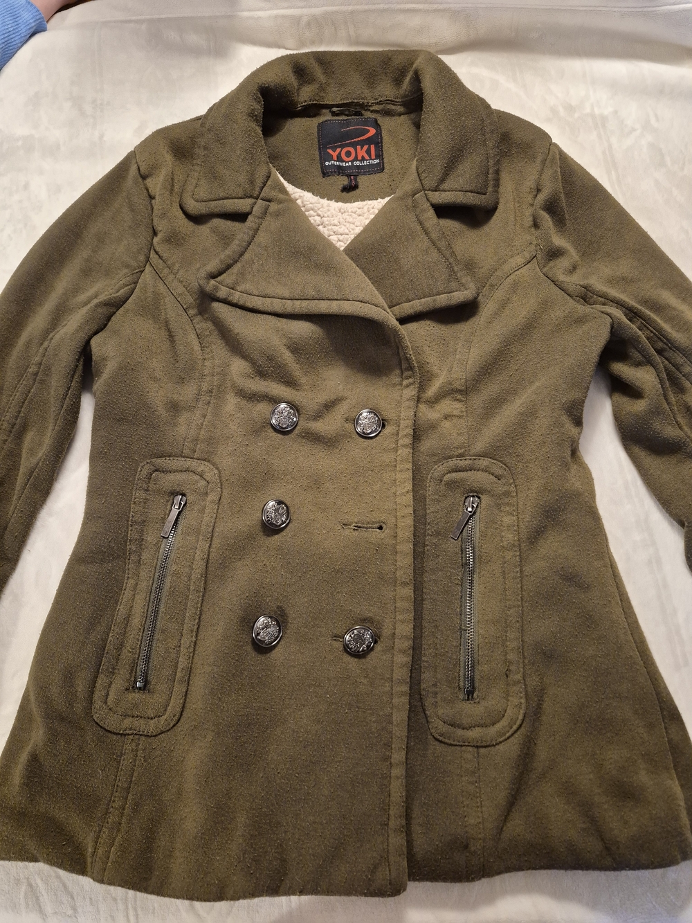 Yoki Women's Olive Green Peacoat Jacket - Picture 4 of 10